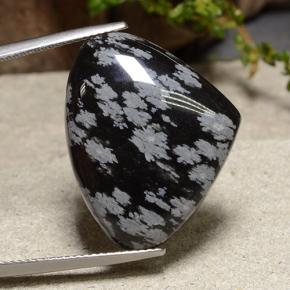 19.39 ct Multicolor Snowflake Obsidian Stone, Natural Snowflake Obsidian in Pear Cabochon Shape for Sale