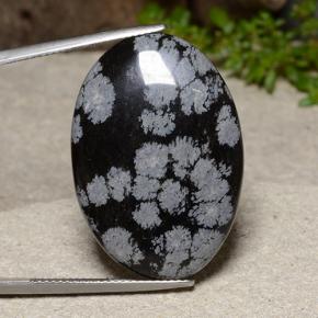 Многоцветный Обсидиан Снежинка Камень - 25ct Овал Кабошон (ID: 485584)