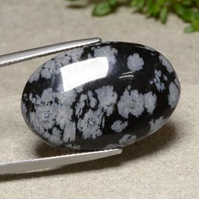 18.62 ct Multicolor Snowflake Obsidian Stone, Natural Snowflake Obsidian in Oval Cabochon Shape for Sale