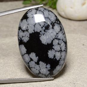 30.5ct Oval Cabochon Snowflake Snowflake Obsidian Gem for sale 30.5ct Oval Cabochon Snowflake Snowflake Obsidian Gem (ID: 485593)