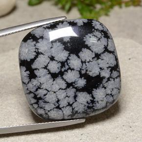 30.5ct Cushion Cabochon Snowflake Snowflake Obsidian Gem for sale 30.5ct Cushion Cabochon Snowflake Snowflake Obsidian Gem (ID: 485621)