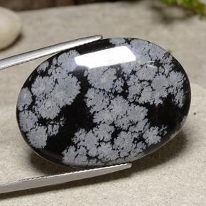 23.19 ct Multicolor Snowflake Obsidian Stone, Natural Snowflake Obsidian in Oval Cabochon Shape for Sale