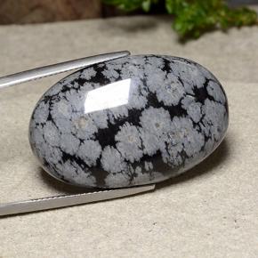 39.18 ct Multicolor Snowflake Obsidian Stone, Natural Snowflake Obsidian in Oval Cabochon Shape for Sale
