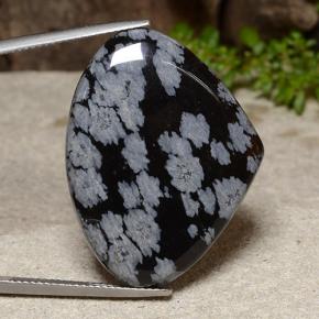 26.08 ct Multicolor Snowflake Obsidian Stone, Natural Snowflake Obsidian in Pear Cabochon Shape for Sale