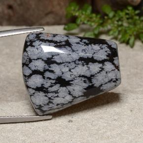 26.02 ct Multicolor Snowflake Obsidian Stone, Natural Snowflake Obsidian in Trapezoid Cabochon Shape for Sale