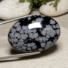 41.15 ct Multicolor Snowflake Obsidian Stone, Natural Snowflake Obsidian in Oval Cabochon Shape for Sale