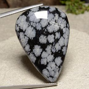 29.1ct Pear Cabochon Snowflake Snowflake Obsidian Gem for sale 29.1ct Pear Cabochon Snowflake Snowflake Obsidian Gem (ID: 485657)