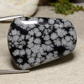 37.24 ct Multicolor Snowflake Obsidian Stone, Natural Snowflake Obsidian in Trapezoid Cabochon Shape for Sale