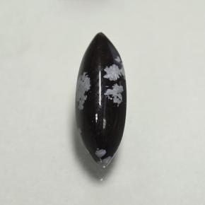 1.92 ct Multicolor Snowflake Obsidian Gemstone, Snowflake Obsidian Gem in Marquise Cabochon Shape for Sale.
