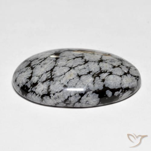 Snowflake Obsidian Gemstone in 31.5 x 21.2 mm Size for Sale, Snowflake Obsidian Stone in Gray-White Black Color