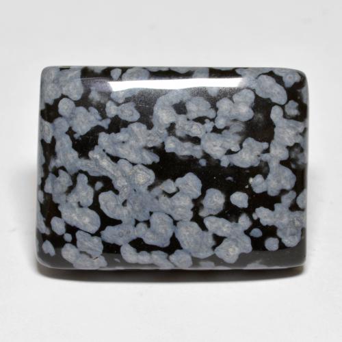 44.90 ct Multicolor Snowflake Obsidian Stone, Natural Snowflake Obsidian in Baguette Cabochon Shape for Sale