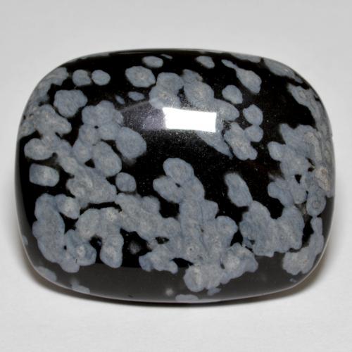 Multicolor Snowflake Obsidian Gem - 21.6ct Cushion Cabochon (ID: 578730)