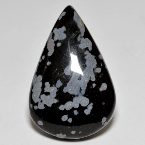 Multicolor Snowflake Obsidian Gem - 19.6ct Pear Cabochon (ID: 578735)