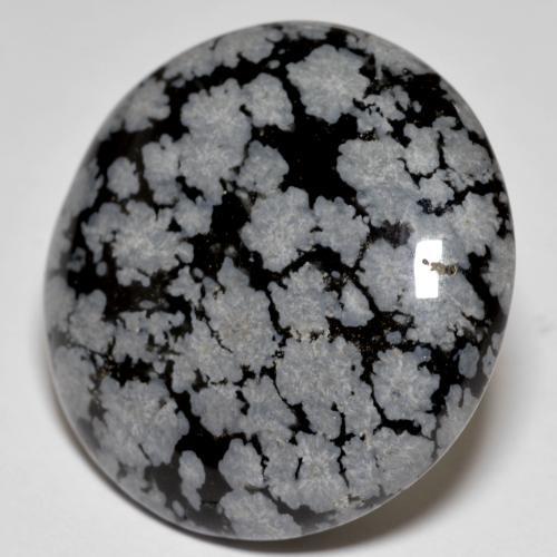 28.64 ct Multicolor Snowflake Obsidian Stone, Natural Snowflake Obsidian in Round Cabochon Shape for Sale
