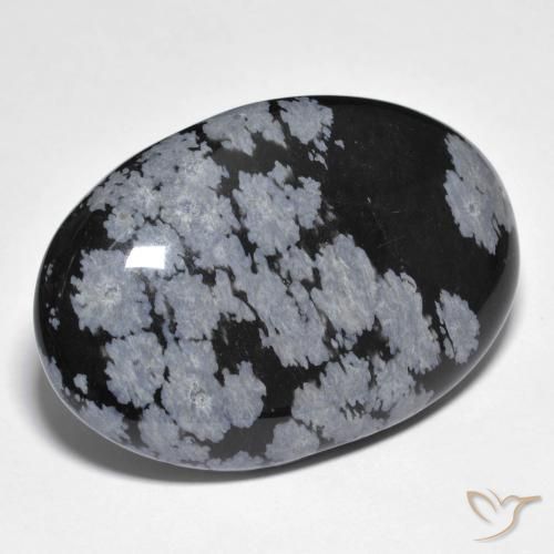 Oval Shape / 39X26X5 mm / Loose Gemstone E-323 Flower Obsidian Cabochon 40.00 Ct Flower Obsidian Gemstone
