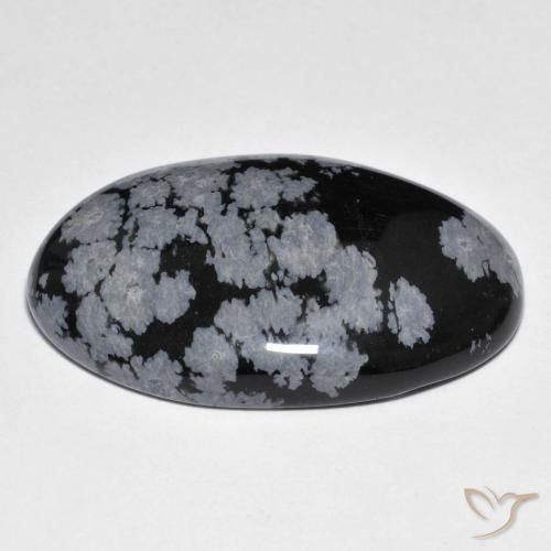 Snowflake Obsidian Gemstone in 34.3 x 23.1 mm Size for Sale, Snowflake Obsidian Stone in Gray-White Black Color