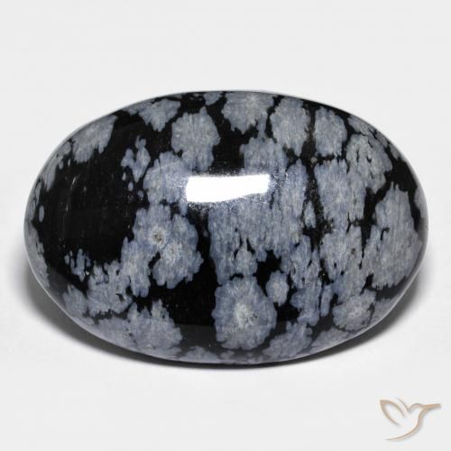 Ossidiana fiocco di neve ovale da 32,04 ct, 30 x 20,6 mm dall'India, Photo A