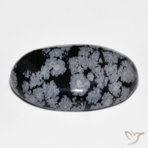 Snowflake Obsidian Gemstone in 30 x 20.6 mm Size for Sale, Snowflake Obsidian Stone in Gray-White Black Color