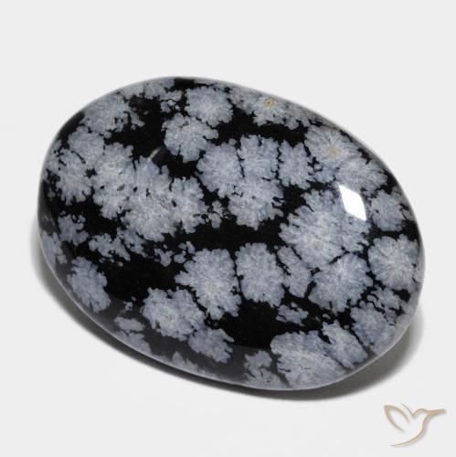 Ossidiana fiocco di neve ovale da 23,29 ct, 28,8 x 20,1 mm dall'India, Photo A