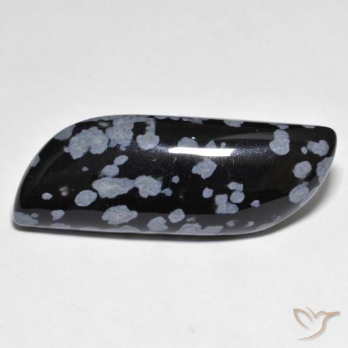 Obsidienne flocon de neige fantaisie de 31,12 ct, 39 x 14,4 mm d'Inde, Photo A