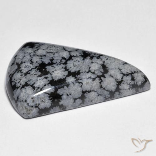 Snowflake Obsidian Gemstone in 31.3 x 21.9 mm Size for Sale, Snowflake Obsidian Stone in Gray-White Black Color