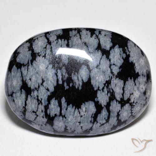 45.67 ct Oval Snowflake Obsidian, 33.1 x 24.5 mm From India, Photo A