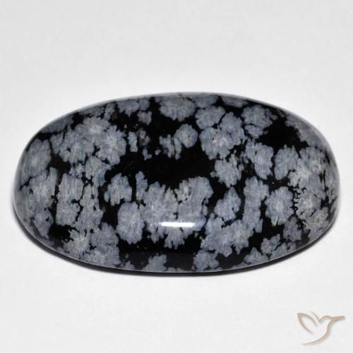 Snowflake Obsidian Gemstone in 33.1 x 24.5 mm Size for Sale, Snowflake Obsidian Stone in Gray-White Black Color