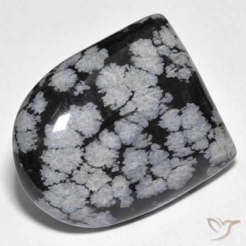 29.59 ct Black Snowflake Obsidian Stone, Natural Snowflake Obsidian in Fancy Cabochon Shape for Sale