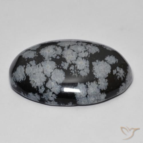 Snowflake Obsidian Gemstone in 31.5 x 24.5 mm Size for Sale, Snowflake Obsidian Stone in Gray-White Black Color