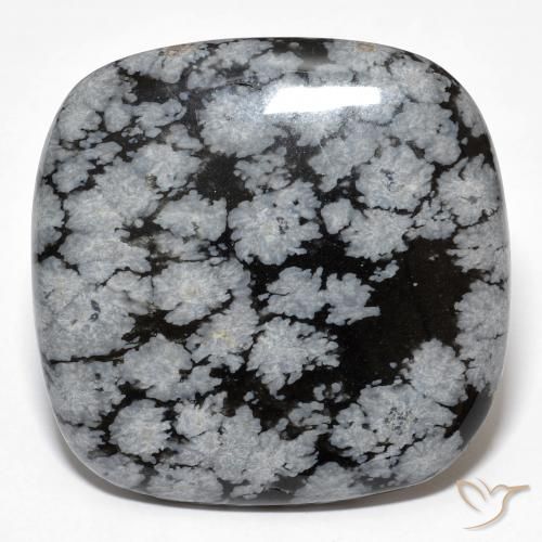 Obsidienne flocon de neige coussin de 30,19 ct, 28,1 x 27,4 mm d'Inde, Photo A