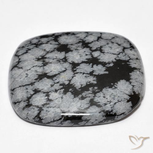 Snowflake Obsidian Gemstone in 28.1 x 27.4 mm Size for Sale, Snowflake Obsidian Stone in Gray-White Black Color