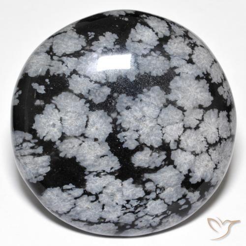 Obsidienne flocon de neige ronde de 34,44 ct, 28,4 mm d'Inde, Photo A