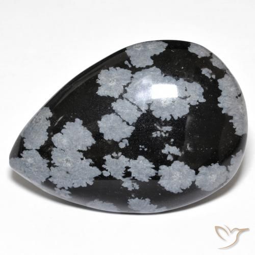/ 29X34X6 mm Snow Flake Obsidian Gmestone Snow Flake Obsidian Cabochon 42.15 Ct F-663 Heart Shape / Loose Gemstone