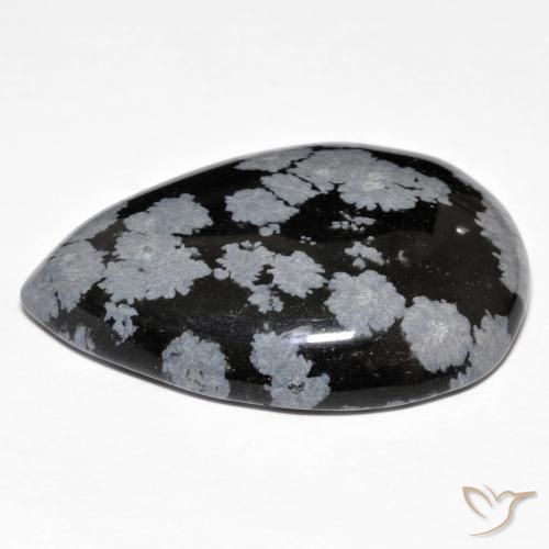 Snowflake Obsidian Gemstone in 30 x 22 mm (calibrated) Size for Sale, Snowflake Obsidian Stone in Gray-White Black Color