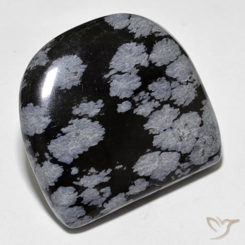 Obsidienne flocon de neige fantaisie de 35,68 ct, 26,4 x 24,5 mm d'Inde, Photo A