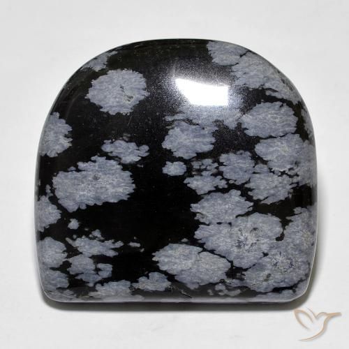 35.68 ct Black Snowflake Obsidian Stone, Natural Snowflake Obsidian in Fancy Cabochon Shape for Sale