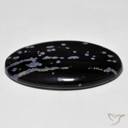 Snowflake Obsidian Gemstone in 35.4 x 19.1 mm Size for Sale, Snowflake Obsidian Stone in Gray-White Black Color