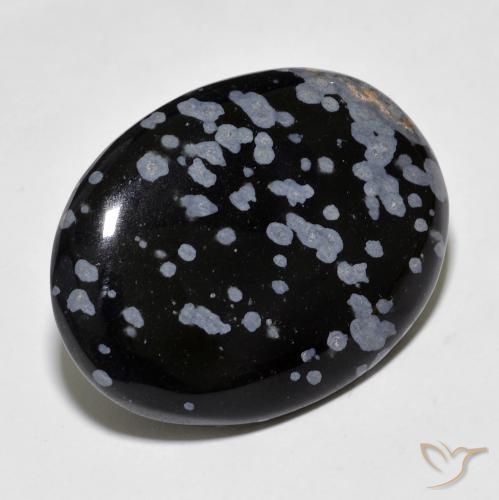 20.88 ct Multicolor Snowflake Obsidian Stone, Natural Snowflake Obsidian in Oval Cabochon Shape for Sale