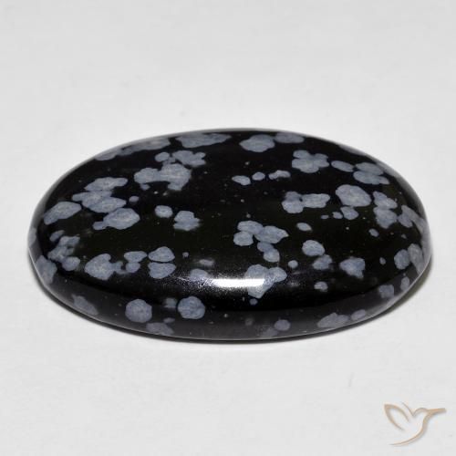 Snowflake Obsidian Gemstone in 29.7 x 19 mm Size for Sale, Snowflake Obsidian Stone in Gray-White Black Color