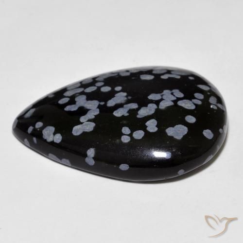 Snowflake Obsidian Gemstone in 30.4 x 21 mm Size for Sale, Snowflake Obsidian Stone in Gray-White Black Color