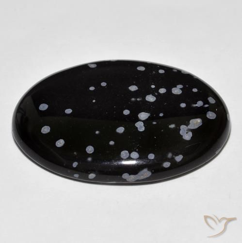 Snowflake Obsidian Gemstone in 34.4 x 25.5 mm Size for Sale, Snowflake Obsidian Stone in Gray-White Black Color