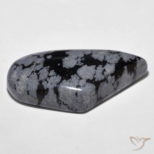 Snowflake Obsidian Gemstone in 29.6 x 15.4 mm Size for Sale, Snowflake Obsidian Stone in Gray-White Black Color
