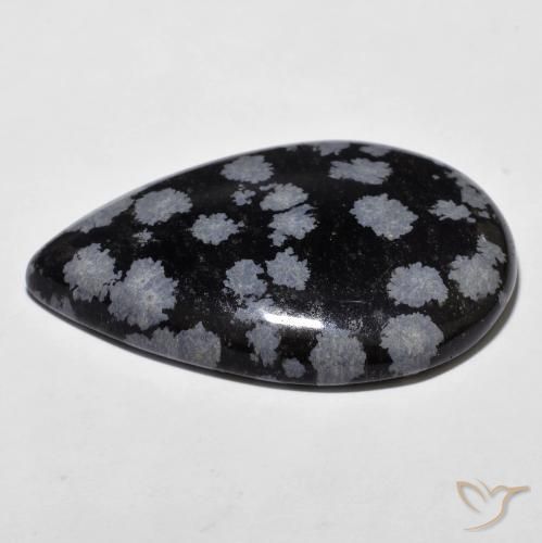Snowflake Obsidian Gemstone in 33 x 21.3 mm Size for Sale, Snowflake Obsidian Stone in Gray-White Black Color