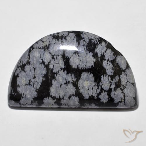 Obsidienne flocon de neige fantaisie de 24,76 ct, 32,2 x 19,2 mm d'Inde, Photo A
