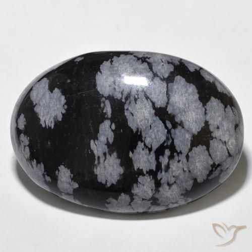 Oval Shape / 39X26X5 mm / Loose Gemstone E-323 Flower Obsidian Cabochon 40.00 Ct Flower Obsidian Gemstone
