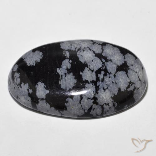 Snowflake Obsidian Gemstone in 29 x 20.2 mm Size for Sale, Snowflake Obsidian Stone in Gray-White Black Color
