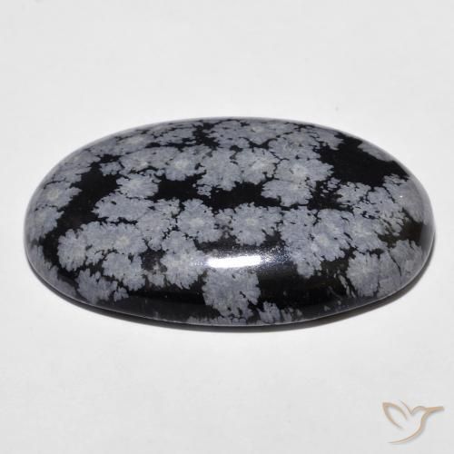 Snowflake Obsidian Gemstone in 30.3 x 19.9 mm Size for Sale, Snowflake Obsidian Stone in Gray-White Black Color