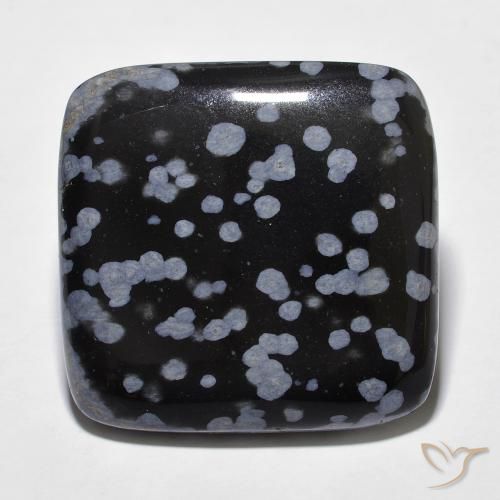 Obsidienne flocon de neige coussin de 28,25 ct, 23,3 x 22,8 mm d'Inde, Photo A