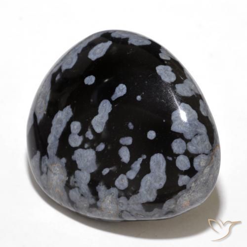 24.61 ct Black Snowflake Obsidian Stone, Natural Snowflake Obsidian in Pear Cabochon Shape for Sale
