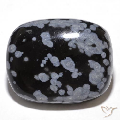 Obsidienne flocon de neige coussin de 23,2 ct, 22,7 x 18,3 mm d'Inde, Photo A